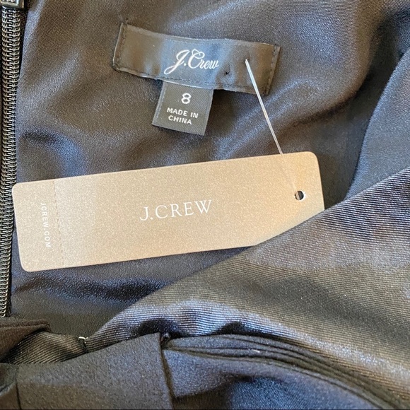 J. CREW Ruffle Hem Bow Back Black Sheen Sheath Dress Size 8 NEW - Picture 10 of 10